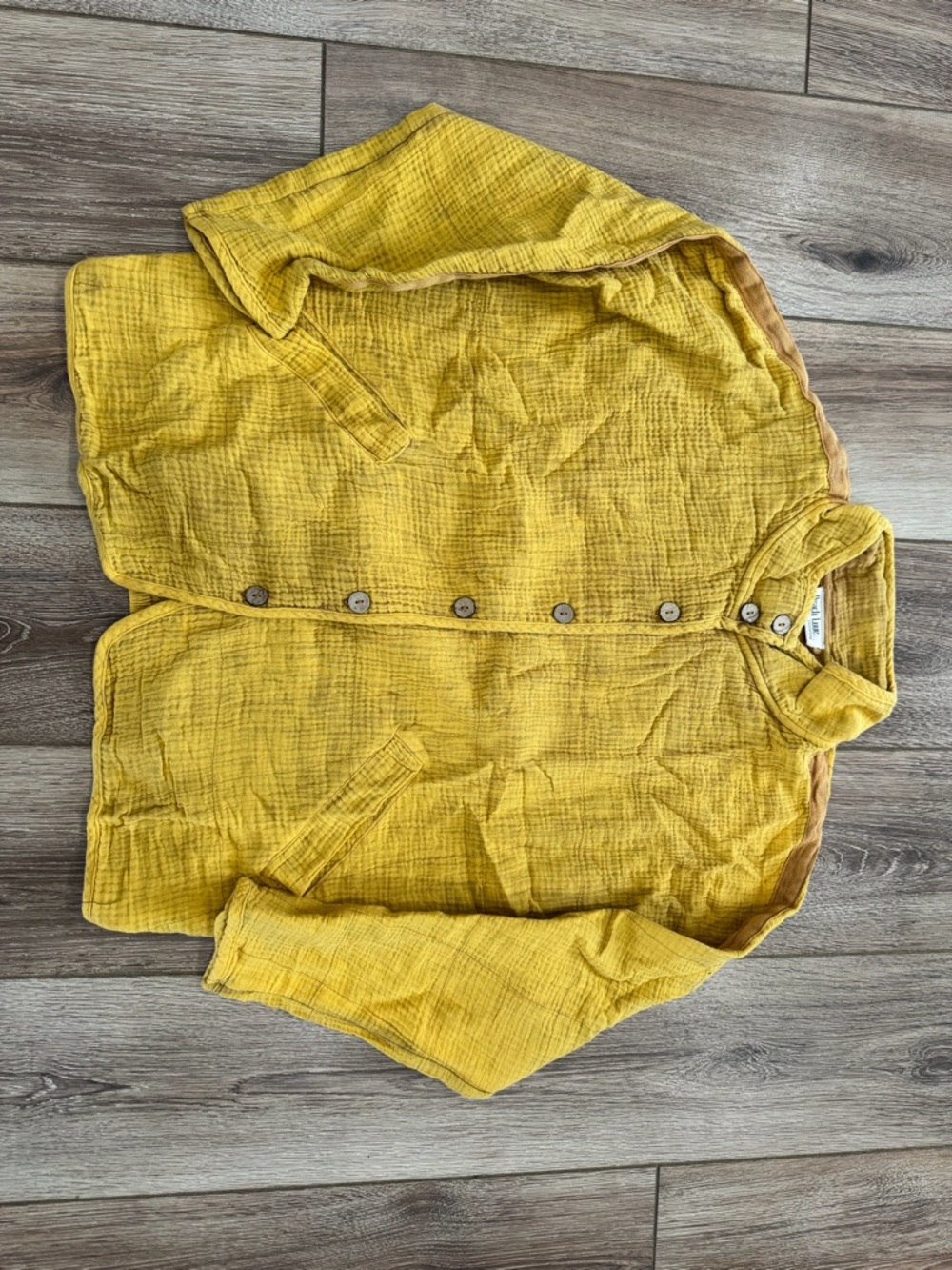 Peach Love California Mustard Yellow Button-Up Shirt Jacket